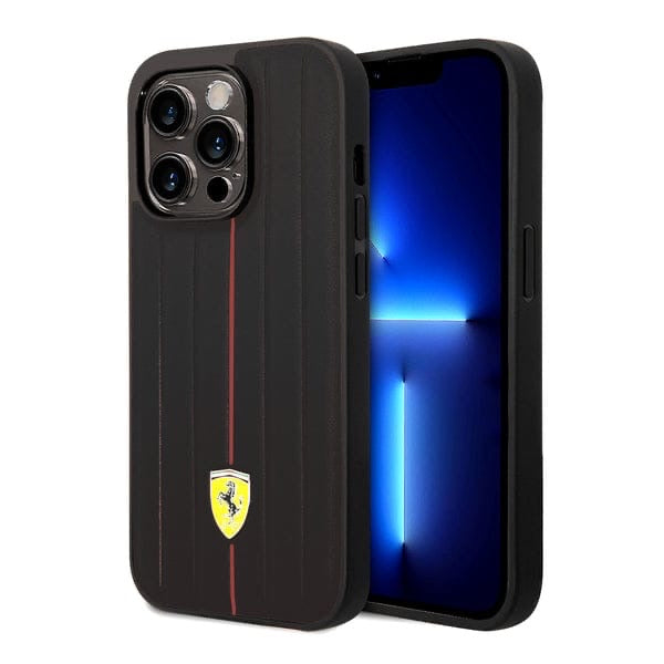 Ferrari Stripes Leather Case for iPhone  12 and 12 Pro Series