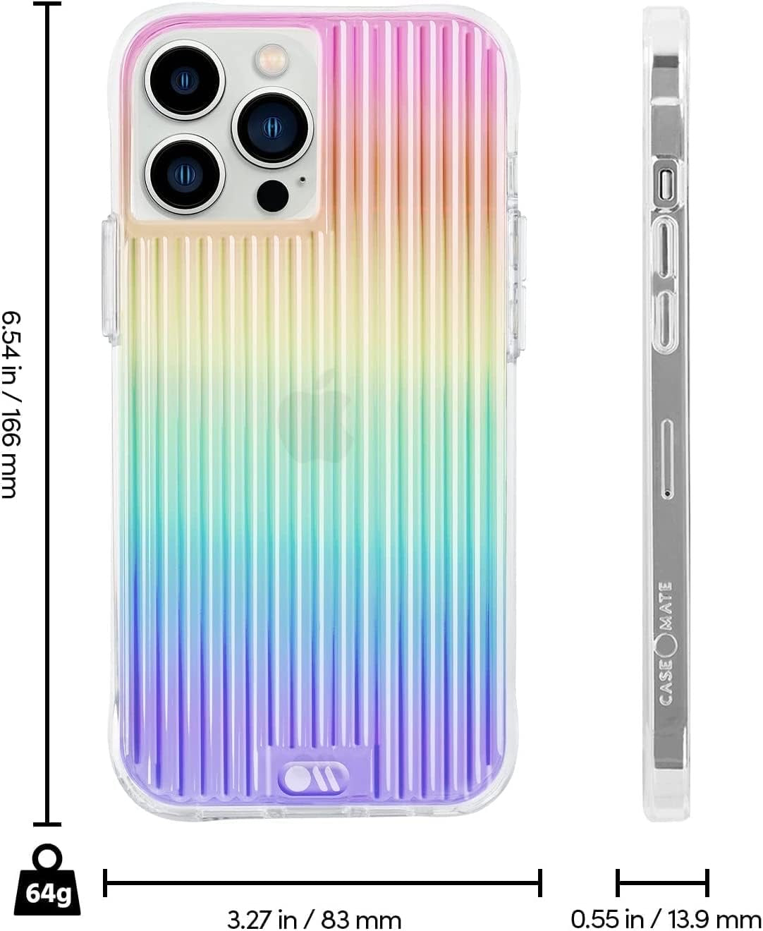 Tough Groove - Case for iPhone 14 Pro Max - Raised Textured Surface - 10 ft Drop Protection - Iridescent Groove