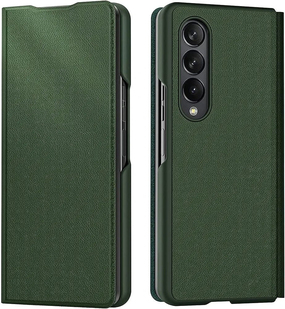 Midkart Leather Flip Cover Compatible with Samsung Galaxy Z Fold 4 Leather Case with Hinge Protection Scratch-Resistant Protective Cover, Green