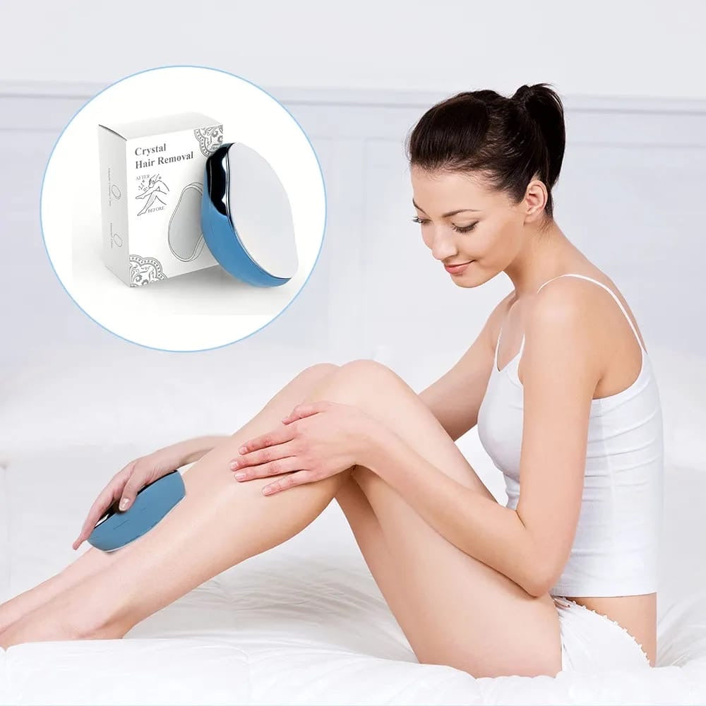 Crystal Hair Eraser,Painless Hair Remover Magic Crystal Reusable Skin Exfoliator Tool Hair Eraser for Women Men Arms Legs Back Any Part of the Body,Fast & Easy Exfoliate,Soft Smooth Silky Skin(Blue)